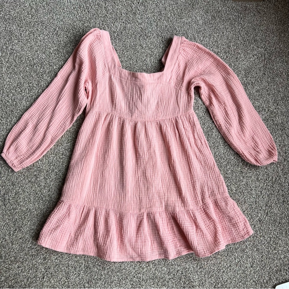 Allison & Kelly 100% Cotton, Pink Long Sleeve Mini‎ Dress, Size Medium